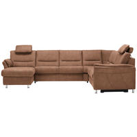 SOFFA i mikrofiber ljusbrun  - aluminiumfärg/ljusbrun, Klassisk, metall/textil (173/330/262cm) - Beldomo System