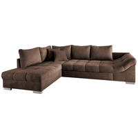 ECKSCHLAFSOFA Braun Mikrofaser  - Silberfarben/Braun, Design, Holz/Textil (202/298cm) - MID.YOU