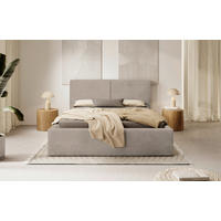 POLSTERBETT 140/200 cm, inkl. Lattenrost, Bettkasten,  in Hellbraun  - Hellbraun/Schwarz, MODERN, Holz/Textil (140/200cm) - MID.YOU