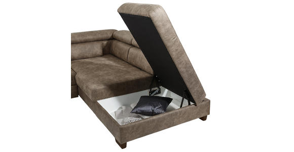 WOHNLANDSCHAFT in Textil Taupe - Taupe/Wengefarben, MODERN, Holz/Textil (263/229cm) - Hom`in