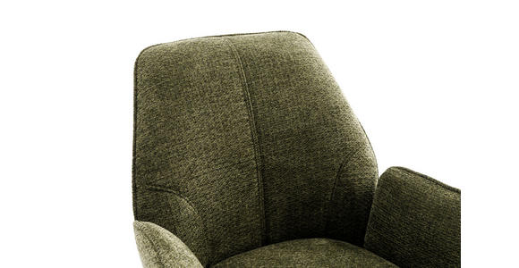 ARMLEHNSTUHL  Sitzfläche 180° drehbar, automatische Rückholfunktion Struktur  - Schwarz/Olivgrün, Design, Textil/Metall (59/88/63cm) - Carryhome