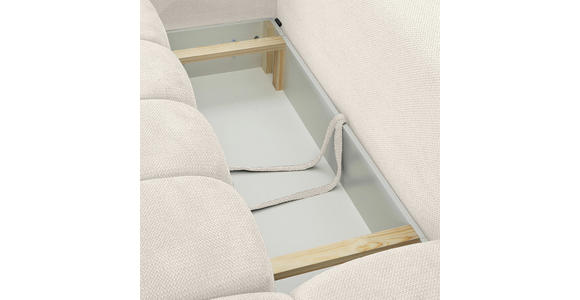 ECKSOFA Creme Plüsch Zierkissen, Rückenkissen, Bettkasten, Schlaffunktion, Rücken echt, Liegefläche im Originalstoff  - Creme/Schwarz, KONVENTIONELL, Kunststoff/Textil (253/192cm) - Carryhome