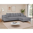 ECKSOFA Grau Cord Rückenkissen, Armlehnenkissen, Rücken echt  - Schwarz/Grau, KONVENTIONELL, Textil/Metall (332/231cm) - Carryhome