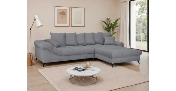 ECKSOFA Grau Cord Rückenkissen, Armlehnenkissen, Rücken echt  - Schwarz/Grau, KONVENTIONELL, Textil/Metall (332/231cm) - Carryhome