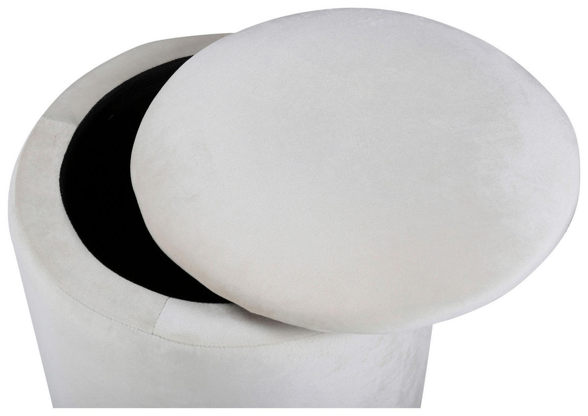 POUF Samt 32/40/32 cm  - Creme, Design, Textil (32/40/32cm) - Livetastic