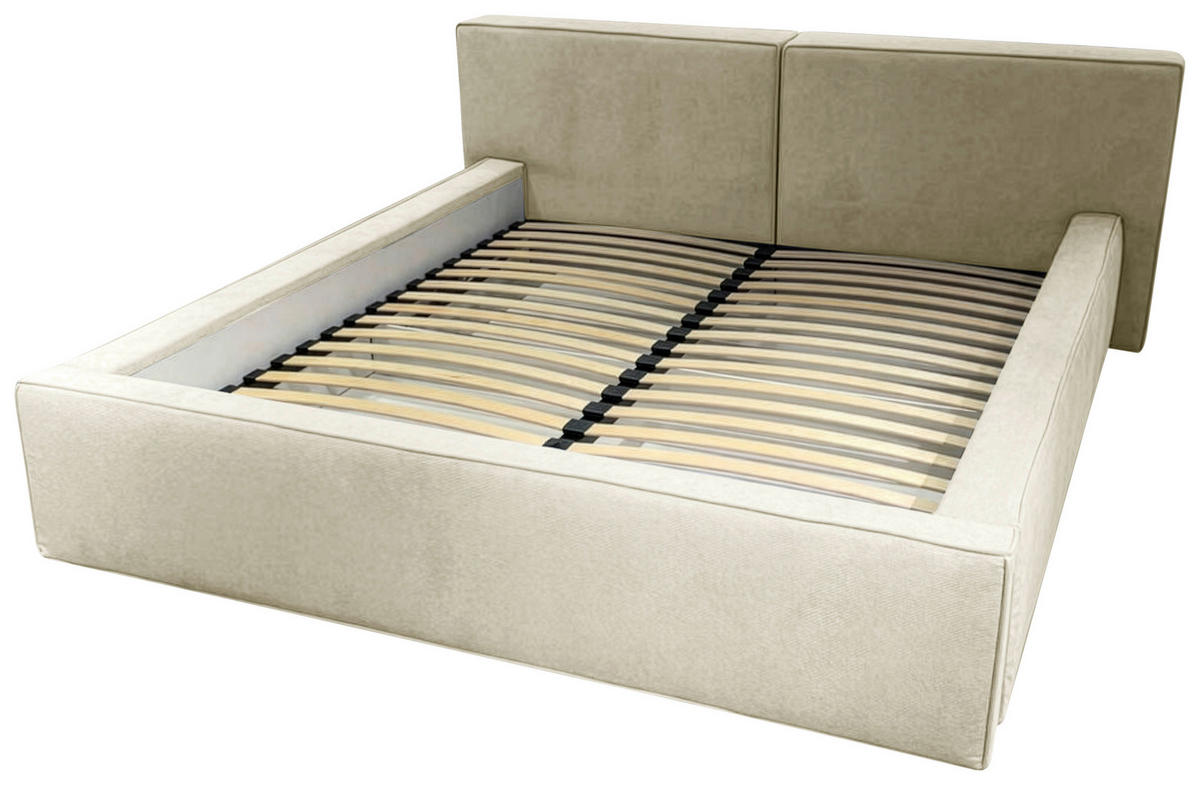 POLSTERBETT 180/200 cm,  in Beige, gepolstertes Kopfteil, Lattenrost, Bettkasten,  - Beige/Schwarz, MODERN, Holz/Kunststoff (180/200cm) - Chameo