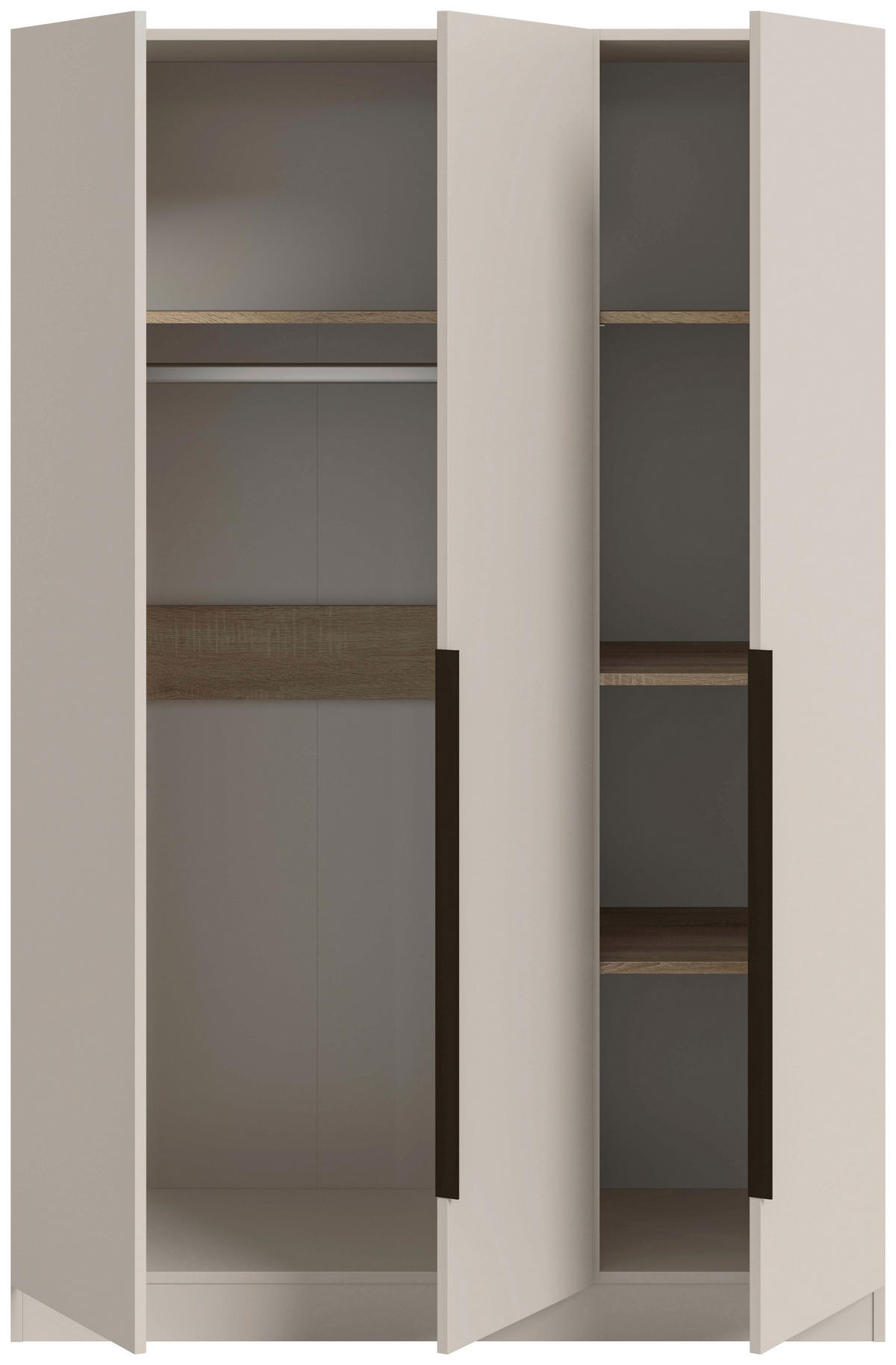 DREHTÜRENSCHRANK 120/181/52 cm,  in Kaschmir, 3-türig  - Kaschmir/Schwarz, MODERN, Holzwerkstoff/Kunststoff (120/181/52cm) - Livetastic