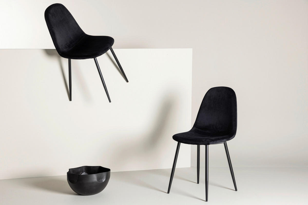 STOLSET 2 styck stål sammet  - svart, Design, metall/textil (44/88/53cm) - Livetastic