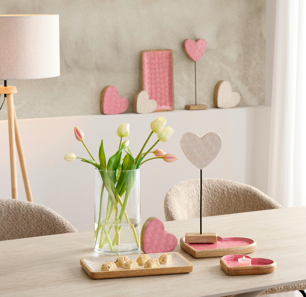 DEKOTABLETT 24,5/2,5 cm    - Rosa/Weiß, LIFESTYLE, Holz (24,5/2,5cm)