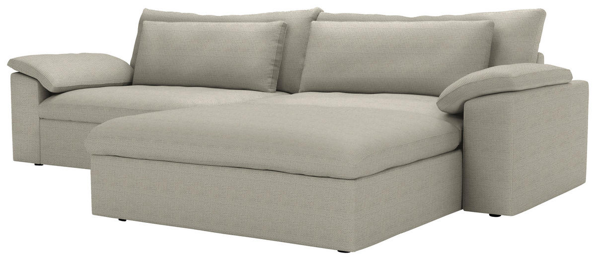 ECKSOFA  Chenille Hellbraun  - Hellbraun/Schwarz, Modern, Kunststoff/Textil (306/198cm) - Carryhome