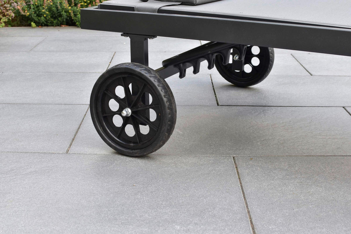 GARTENLIEGE 64,5/97,5/201 cm  - Graphitfarben/Grau, KONVENTIONELL, Textil/Metall (64,5/97,5/201cm) - Gardenson