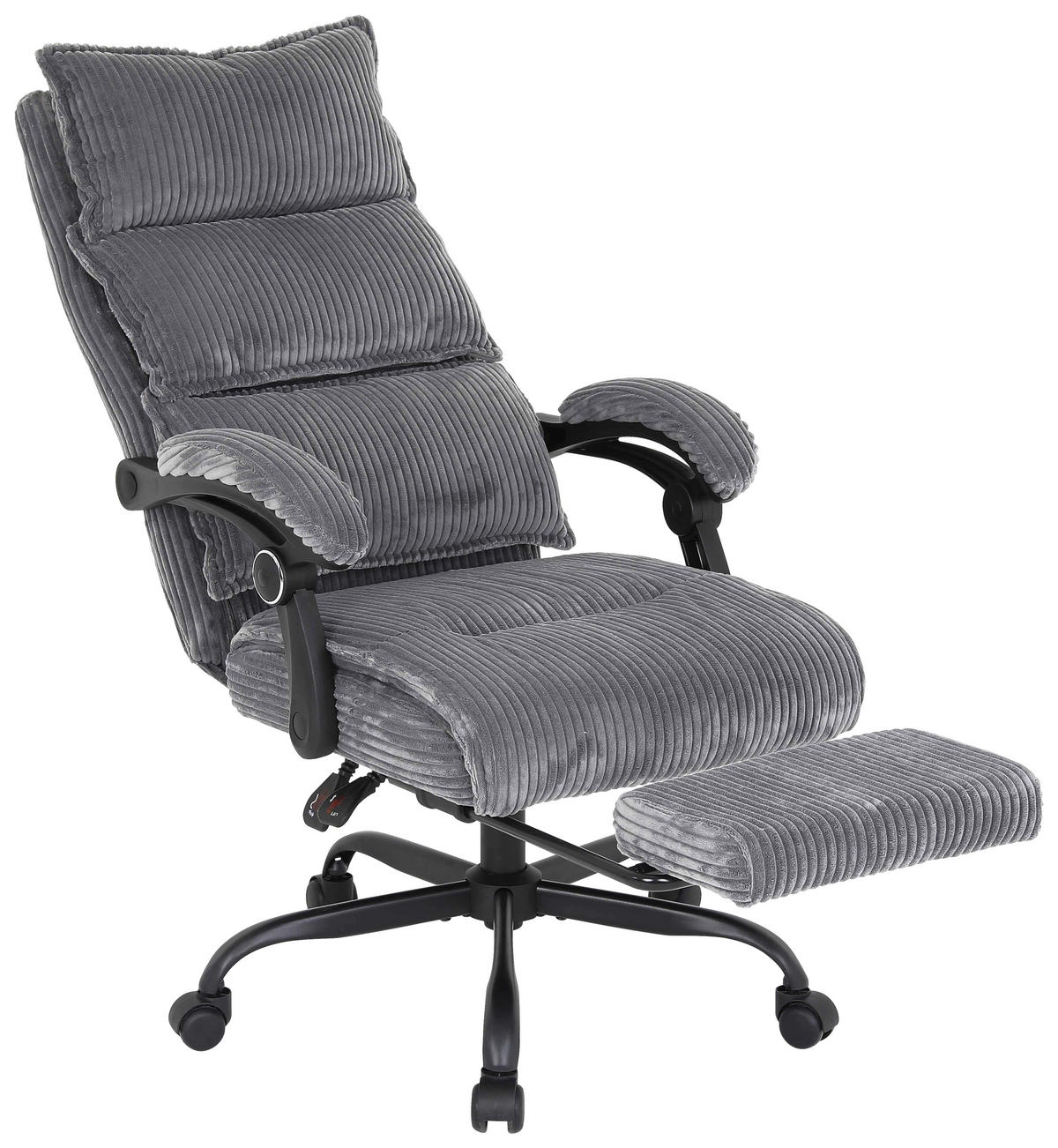 DREHSTUHL Cord Grau  - Schwarz/Grau, MODERN, Holz/Kunststoff (65/116/124/65cm) - MID.YOU