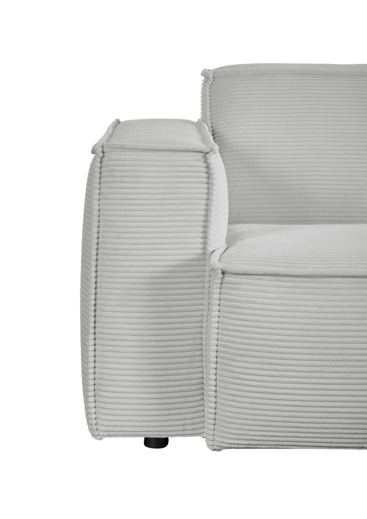 ECKSOFA in Cord Grau  254/224 cm  - Schwarz/Grau, KONVENTIONELL, Kunststoff/Textil (254/224cm) - Hom`in