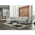ECKSOFA Ecru Webstoff Schlaffunktion, Matratze  - Ecru/Schwarz, KONVENTIONELL, Textil/Metall (201/277cm) - Dieter Knoll