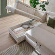 ECKSOFA inkl. Funktionen Weiß Samt  - Weiß, Natur, Holz/Textil (206/261cm) - Venda
