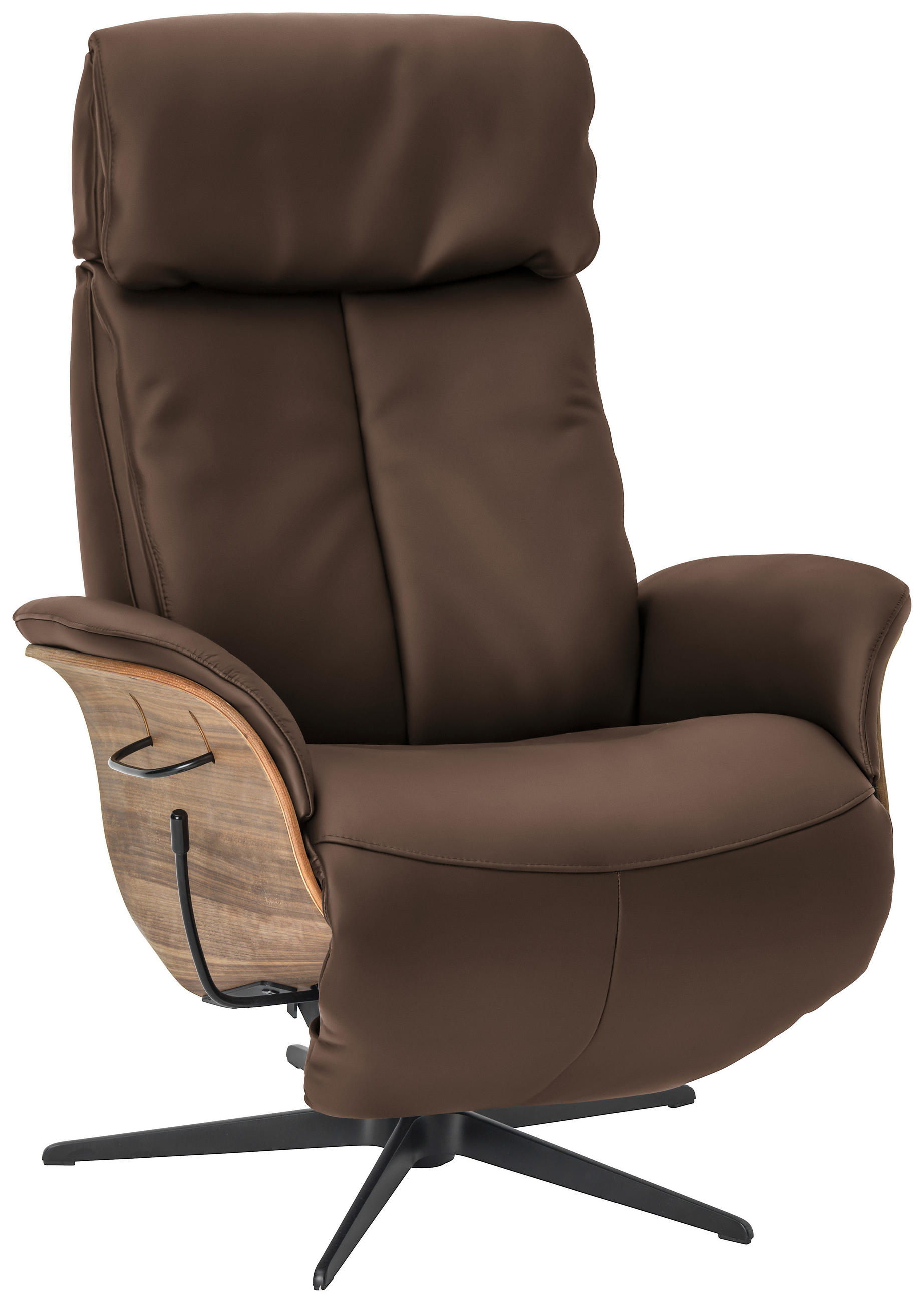 RELAXSESSEL in Leder Hellbraun  - Hellbraun/Nussbaumfarben, Design, Leder/Holz (78/104-113/84cm) - Welnova
