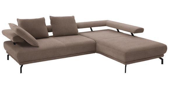 ECKSOFA Fino in Chenille Braun  305/224 cm  - Schwarz/Braun, Design, Textil/Metall (305/224cm) - Dieter Knoll