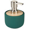 SEIFENSPENDER  - Dunkelgrün/Braun, Basics, Holz/Keramik (9,5/12/9,5cm) - Sadena