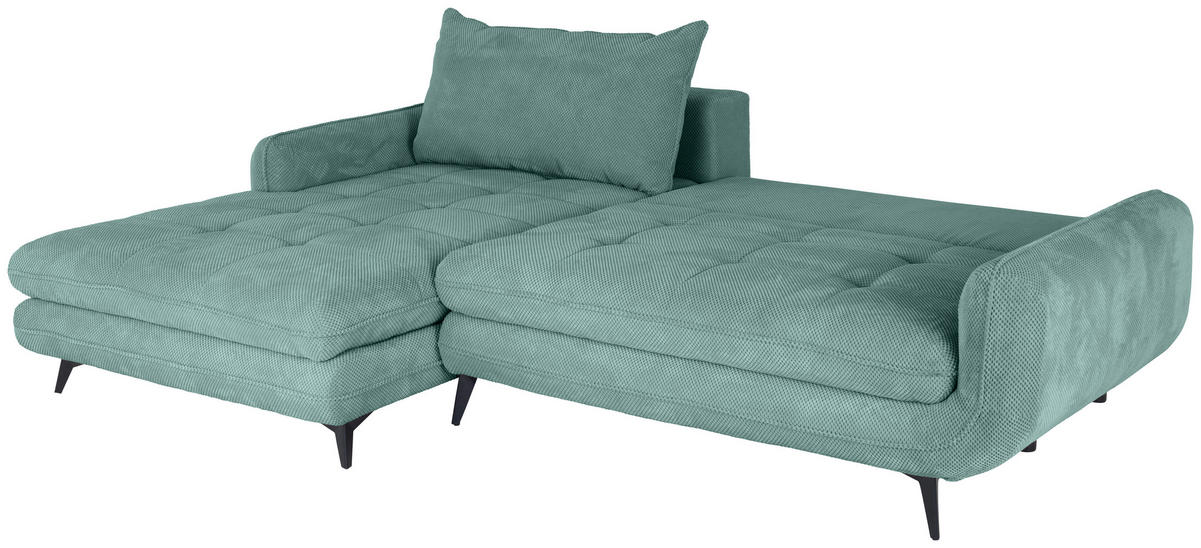ECKSOFA in Struktur Türkis  - Türkis/Beige, Modern, Textil/Metall (189/266cm) - MID.YOU