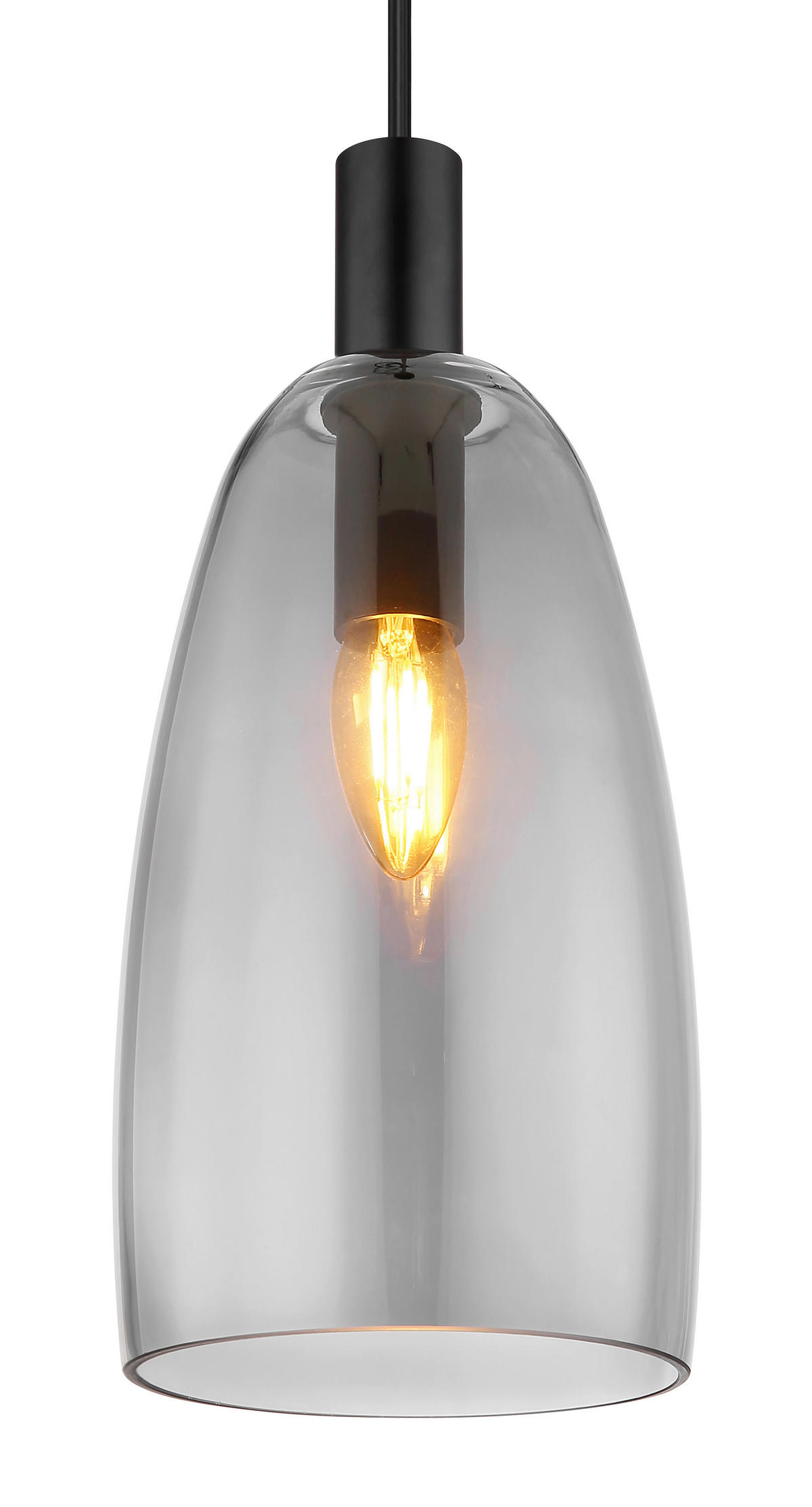 HÄNGELEUCHTE 14/120 cm    - Schwarz, Design, Glas/Metall (14/120cm) - Globo
