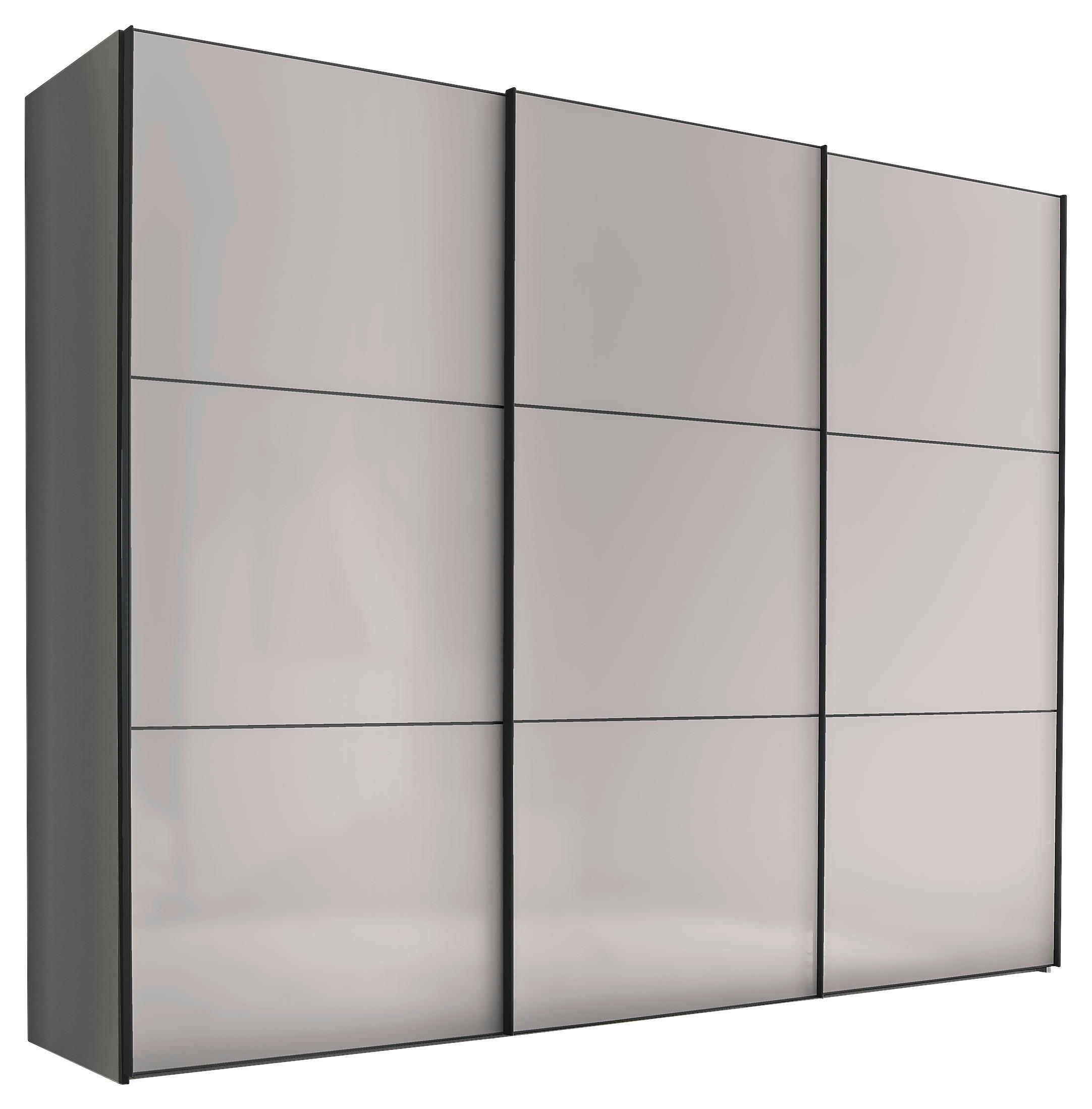 SCHWEBETÜRENSCHRANK 298/222/68 cm 3-türig Anthrazit, Schwarz, Hellgrau  - Anthrazit/Hellgrau, MODERN, Holzwerkstoff/Metall (298/222/68cm) - Moderano