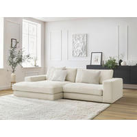 ECKSOFA  LEONARD Beige Cord  - Beige/Schwarz, MODERN, Kunststoff/Textil (159/274cm)