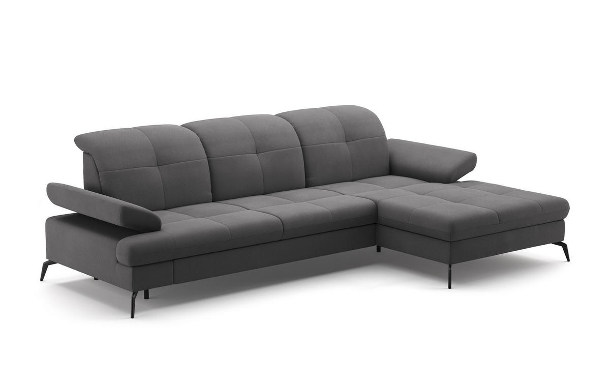 CANAPÉ D'ANGLE in Flachgewebe Grau  - Schwarz/Grau, Konventionell, Textil/Metall (279/185cm) - Sit & More