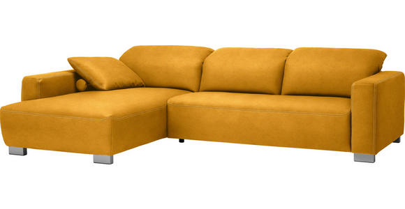 WOHNLANDSCHAFT in Textil Gelb - Chromfarben/Gelb, Design, Holz/Textil (195/296cm) - Hom`in