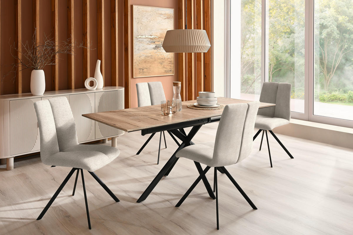 STUHL  Stoffauswahl Webstoff  - Sandfarben/Anthrazit, Design, Textil/Metall (50/92/64cm) - Venjakob