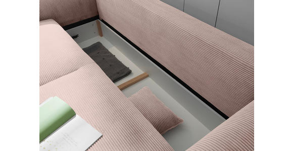 SCHLAFSOFA Cord Rosa  - Schwarz/Rosa, KONVENTIONELL, Kunststoff/Textil (250/95/125cm) - Hom`in