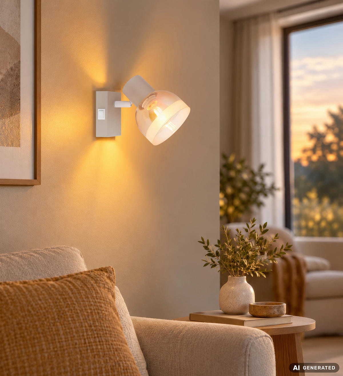 STRAHLER Kairo 10/14/12 cm  - Sandfarben/Weiß, Design, Glas/Metall (10/14/12cm) - Globo