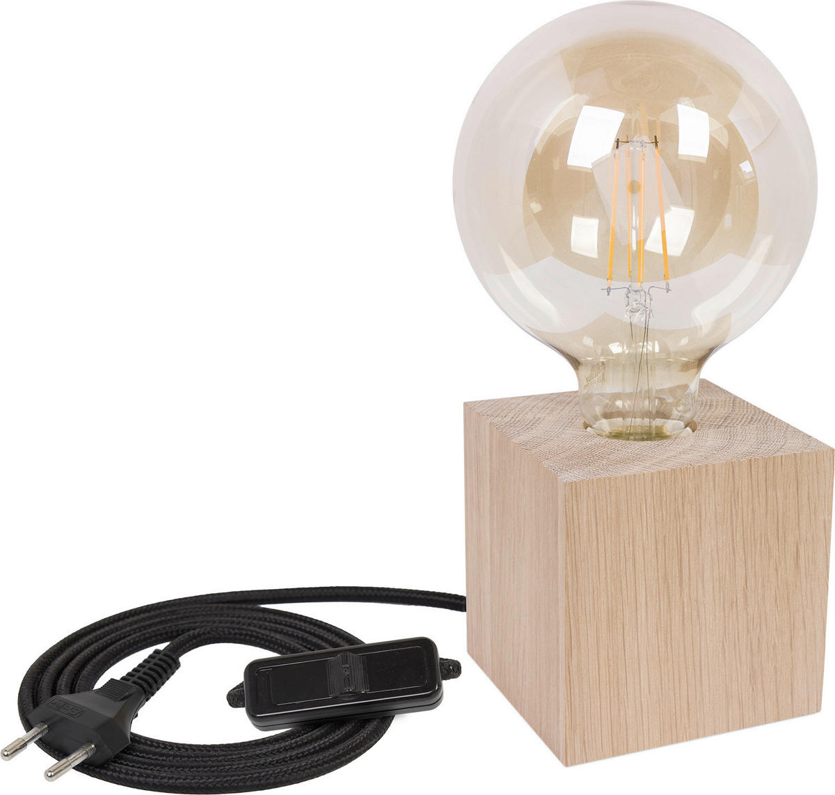 TISCHLEUCHTE Cubo 9/9 cm  - Eichefarben, Basics, Holz (9/9cm)