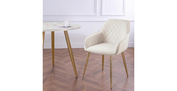 ARMLEHNSTUHL   Samt  - Beige/Goldfarben, Design, Textil/Metall (56/82,5/61,5cm) - Novel