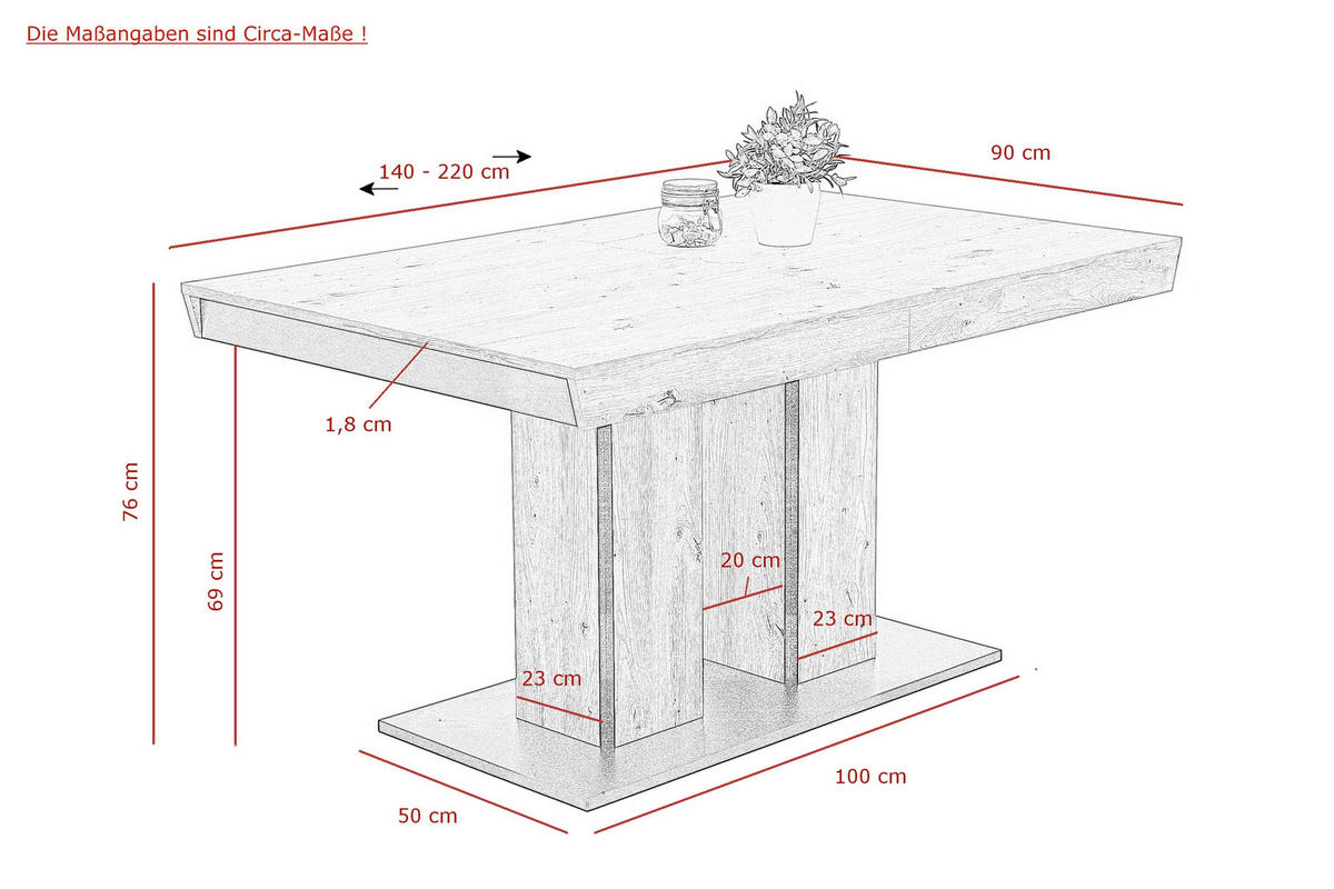 TISCHGRUPPE Anthrazit, Eiche Artisan  - Anthrazit/Eiche Artisan, MODERN, Textil/Metall (140 - 220/76/90cm) - MID.YOU