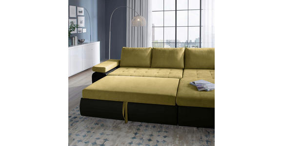 ECKSOFA in Flachgewebe Gelb, Dunkelgrau  - Dunkelgrau/Gelb, Design, Kunststoff/Textil (271/175cm) - Xora