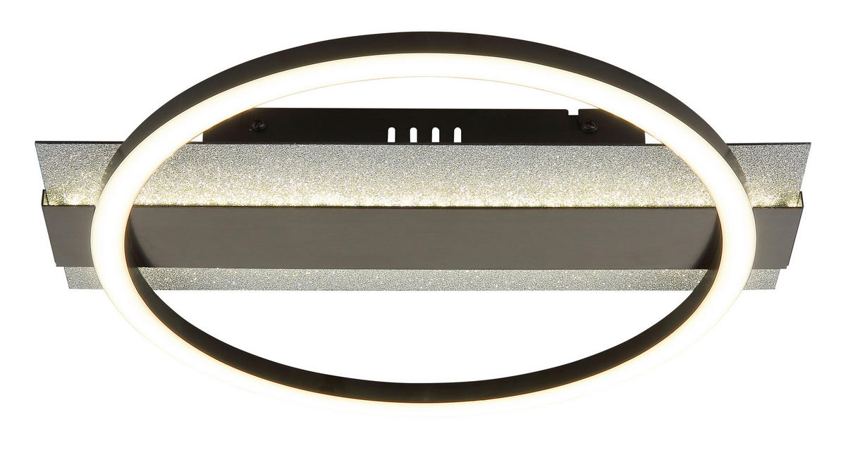 LED-DECKENLEUCHTE 34,2/6,8 cm   - Silberfarben/Schwarzchrom, Design, Kunststoff/Metall (34,2/6,8cm) - Globo