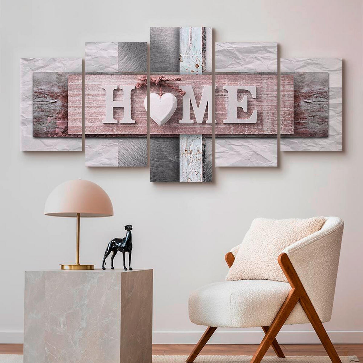 LEINWANDBILD Abstraktes, Text 200/100/1,2 cm  - Hellrosa/Grau, Basics, Holzwerkstoff/Textil (200/100/1,2cm) - artgeist