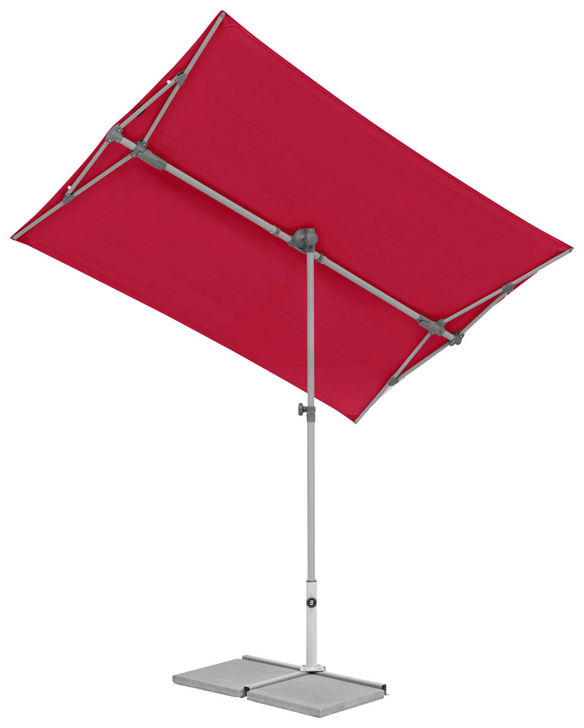 SONNENSCHIRM  - Platinfarben/Weinrot, KONVENTIONELL, Metall (195/140cm) - Suncomfort by Glatz