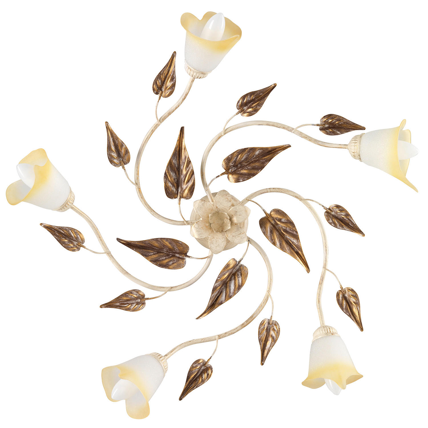 DECKENLEUCHTE 70/70/20 cm   - Beige/Weiß, ROMANTIK / LANDHAUS, Glas/Metall (70/70/20cm)