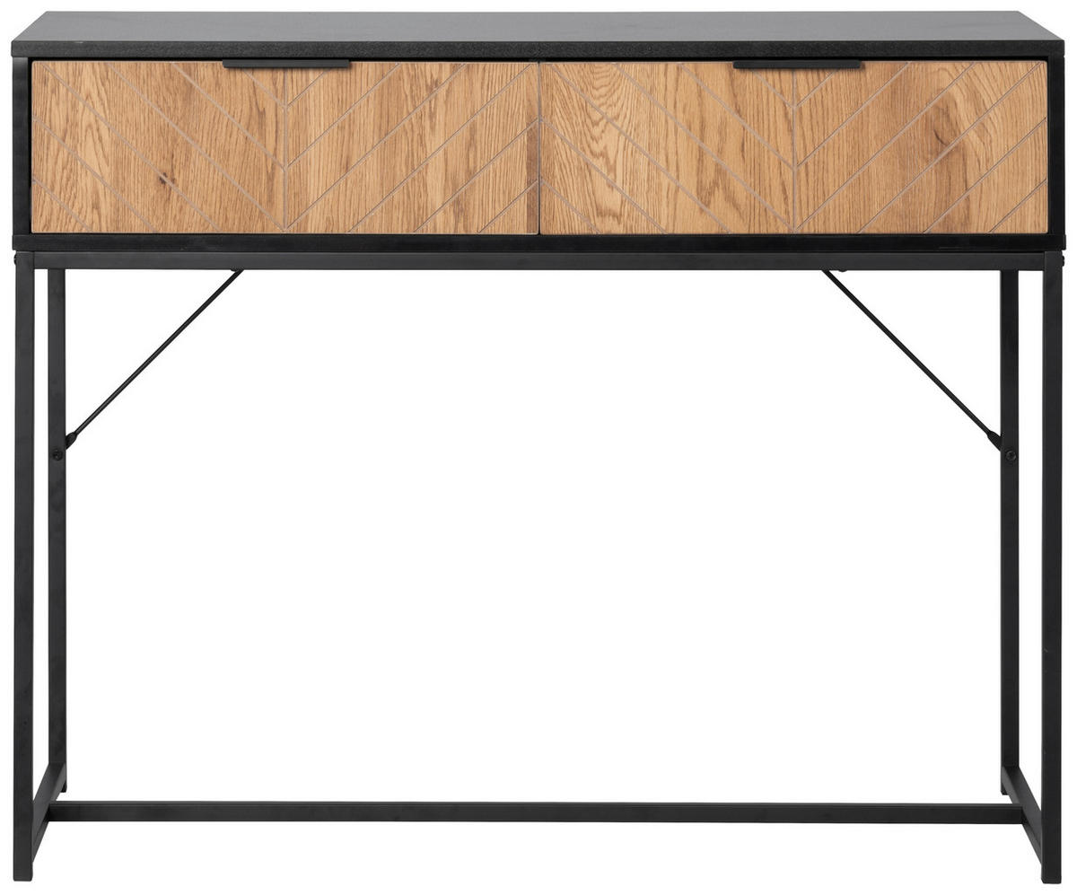 KONZOLOVÝ STOLEK, přírodní barvy, černá, 100/80/40 cm - černá/přírodní barvy, Design, kov/kompozitní dřevo (100/80/40cm) - MID.YOU
