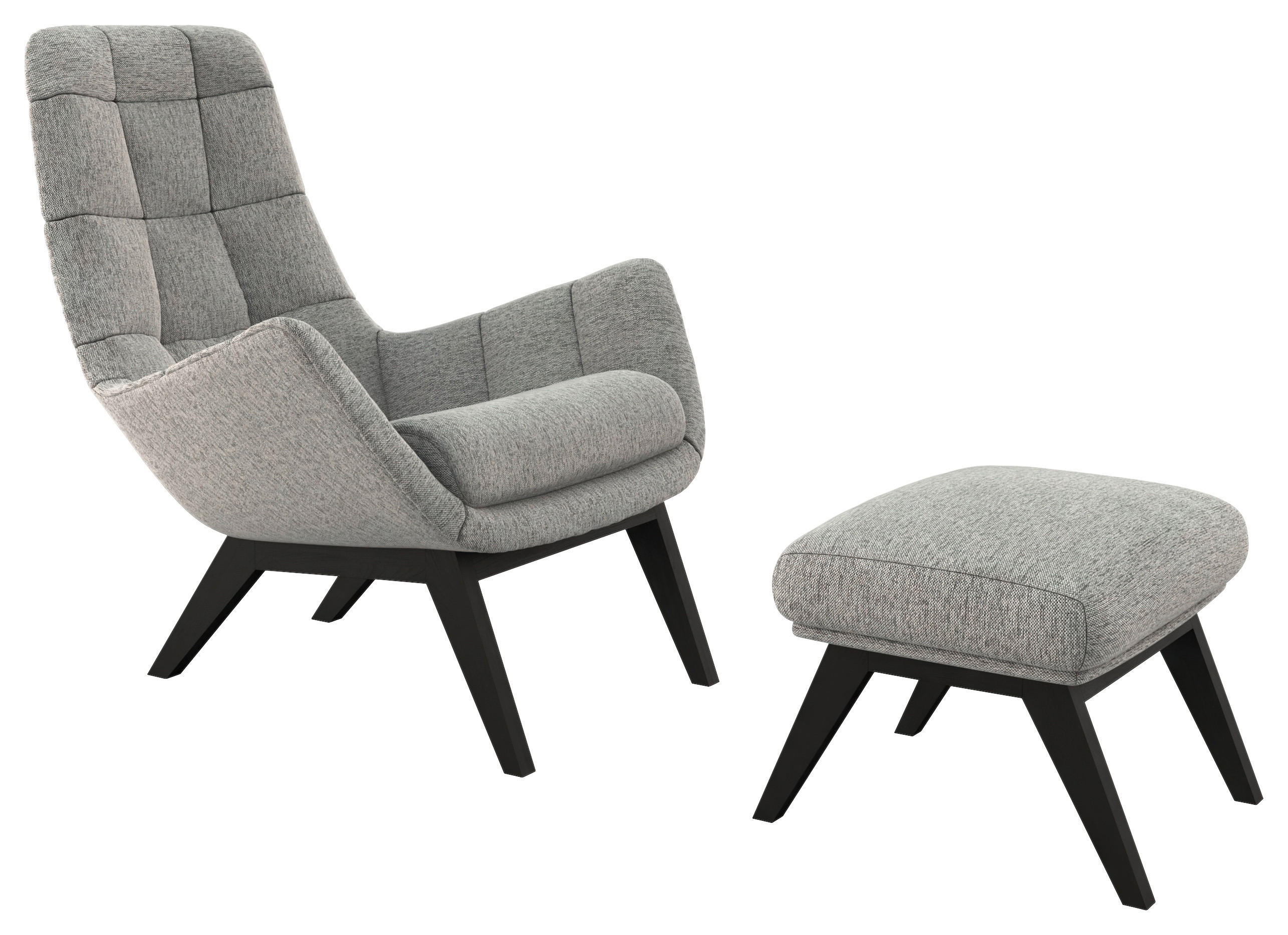SESSELSET Flachgewebe Hocker    - Hellgrau/Schwarz, Design, Holz/Textil (84/95/96cm) - MID.YOU