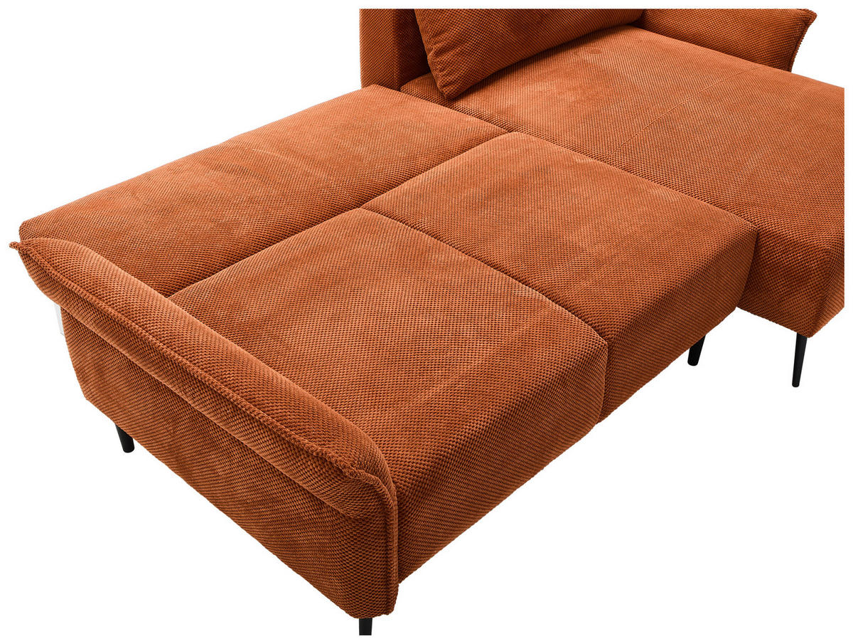 ECKSOFA Rostfarben Chenille  - Rostfarben/Schwarz, KONVENTIONELL, Textil/Metall (255/164cm) - Carryhome