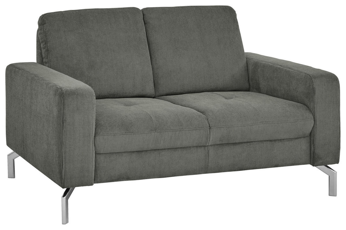 2-SITZER-SOFA  in Feincord Grau  - Chromfarben/Grau, Design, Textil/Metall (142/87/105cm) - Beldomo Style