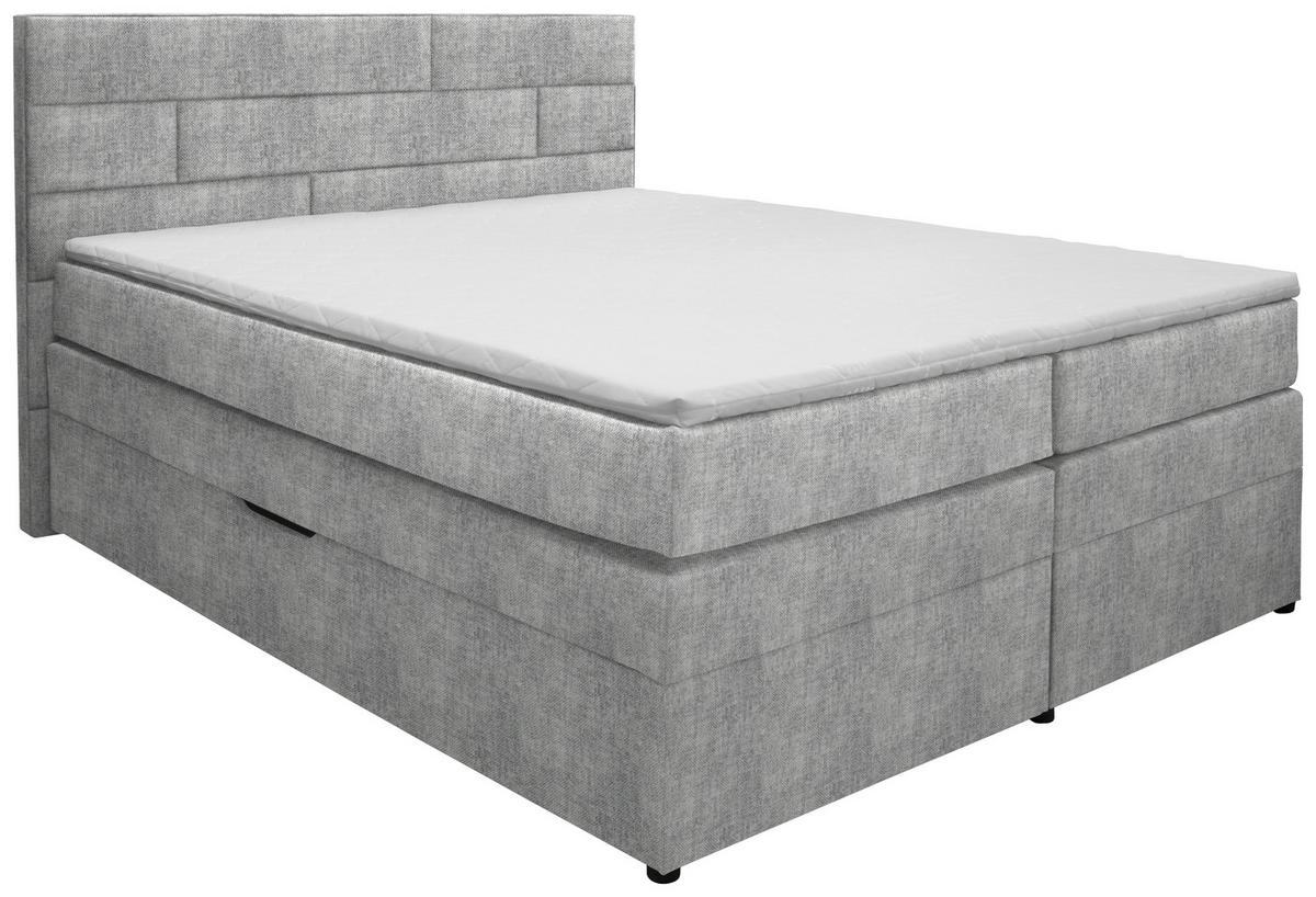 BOXSPRINGBETT 160/200 cm  in Silberfarben  - Wengefarben/Silberfarben, Konventionell, Holz/Textil (160/200cm) - Carryhome