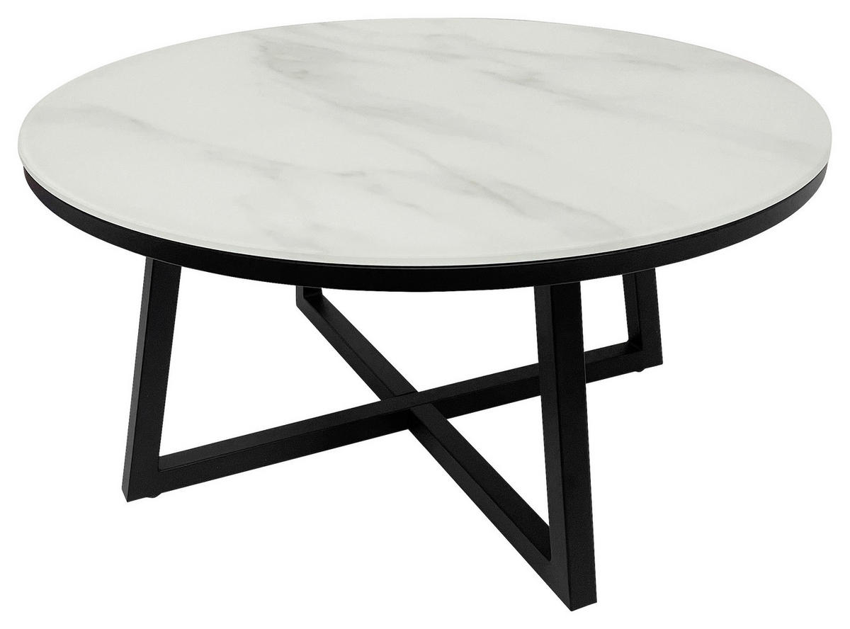 COUCHTISCH in Metall, Glas 80/80/40 cm  - Weiss/Schwarz, Design, Glas/Metall (80/80/40cm) - Xora