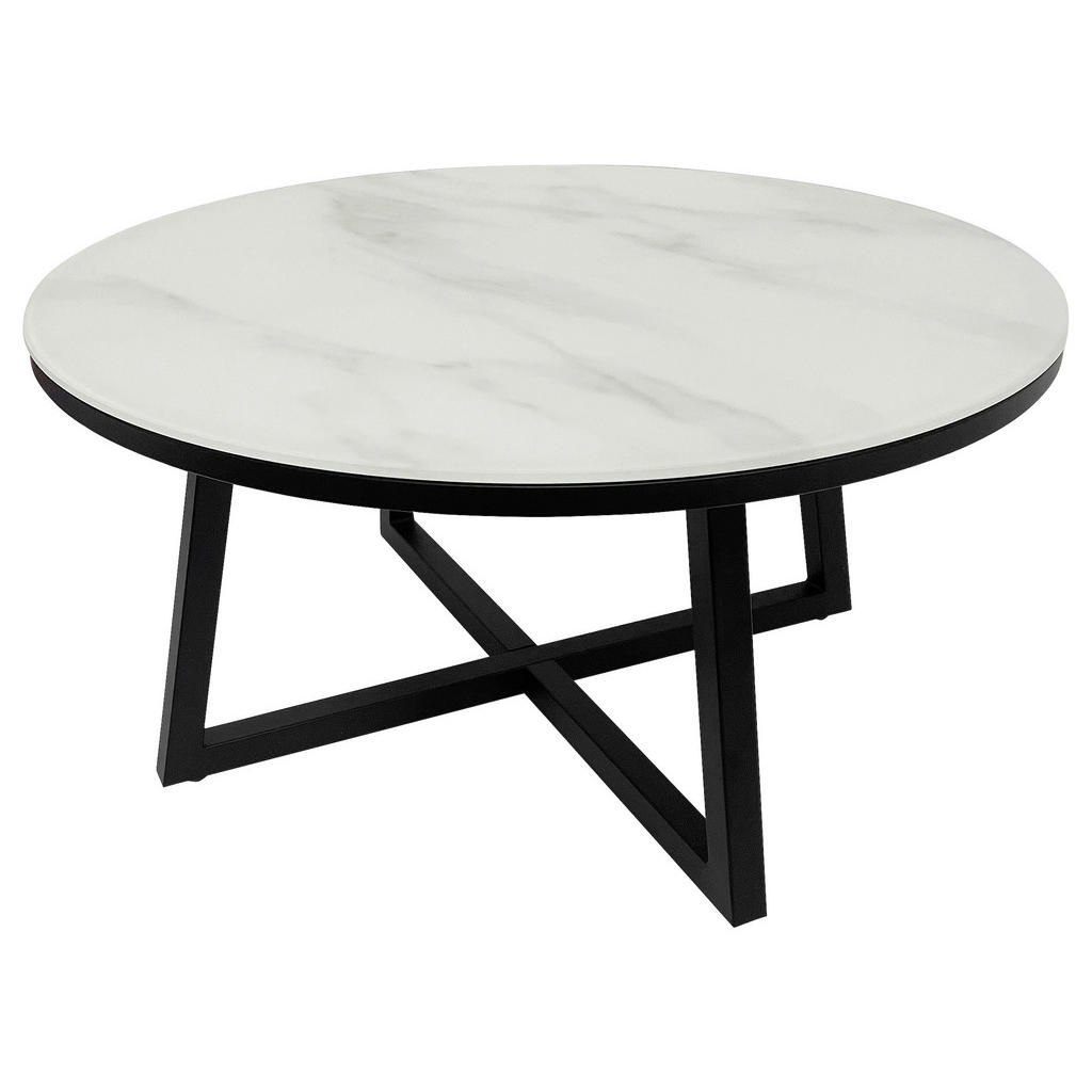 Thumbnail - Xora Couchtisch, Schwarz, Weiß, Metall, Glas, rund, Flachrohr, 80x40x80 cm, Wohnzimmer, Wohnzimmertische, Couchtische, C...
