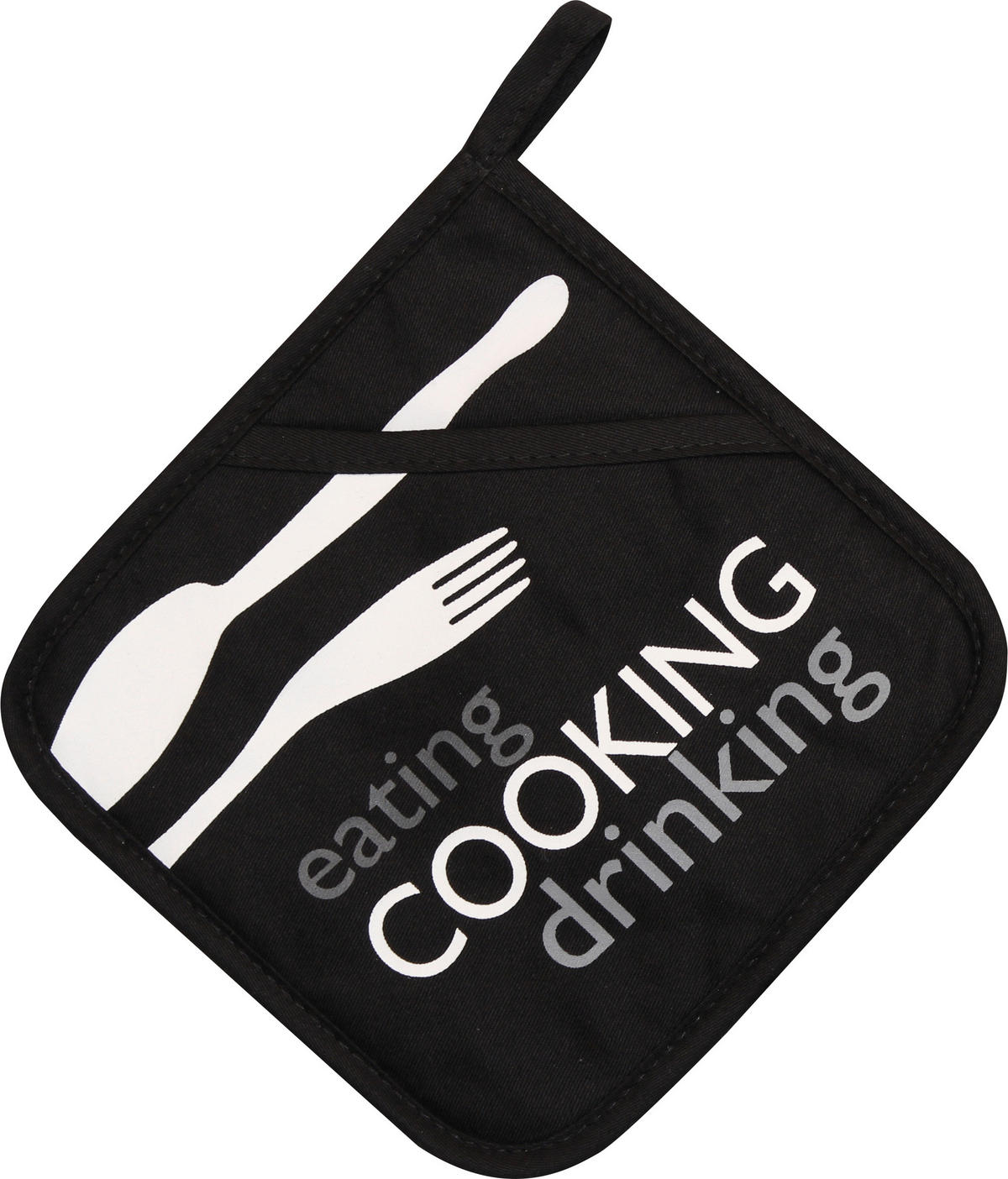 TOPFLAPPEN Schwarz, Weiß, Hellgrau  - Hellgrau/Schwarz, Basics, Textil (20/20cm)