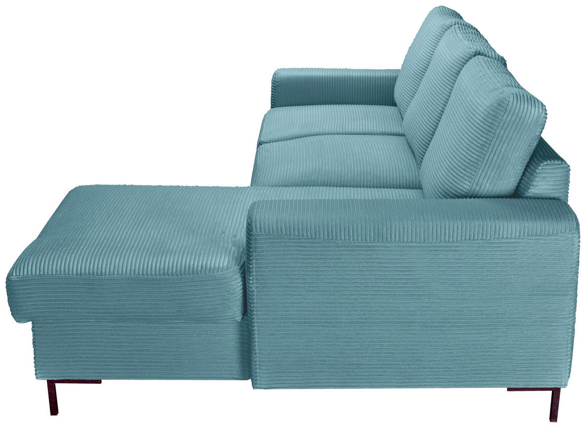 ECKSOFA Türkis Cord  - Türkis/Schwarz, KONVENTIONELL, Textil/Metall (240/150cm) - Carryhome