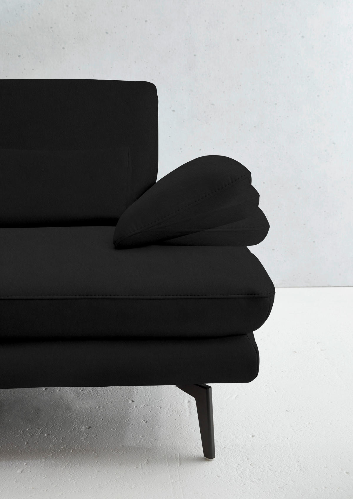 2,5-SITZER in Echtleder Schwarz  - Schwarz, Design, Leder/Metall (196/86/104cm) - Dieter Knoll