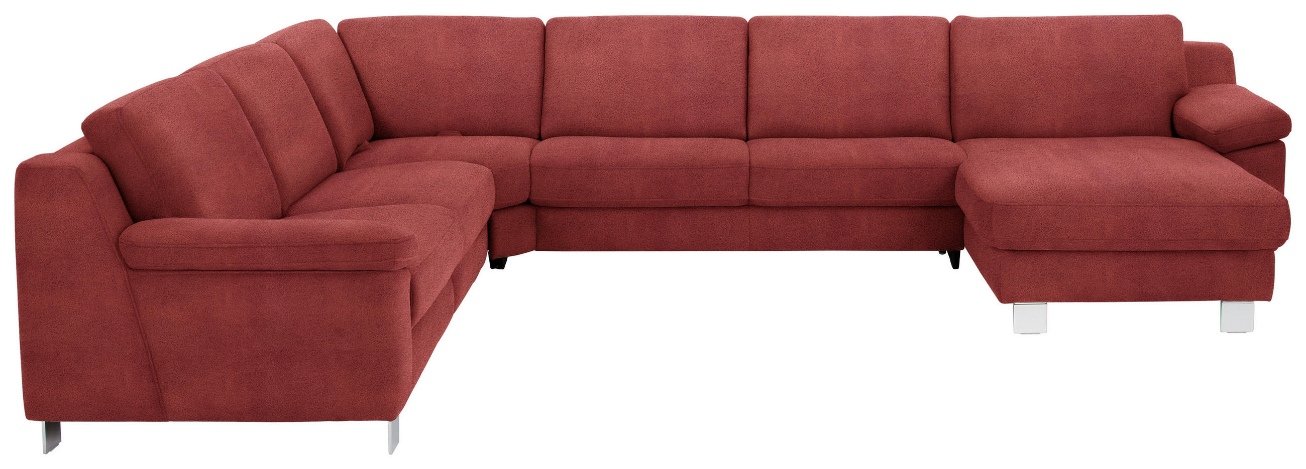 WOHNLANDSCHAFT in Mikrofaser Rot  - Chromfarben/Rot, Design, Textil/Metall (278/364/166cm) - Valdera
